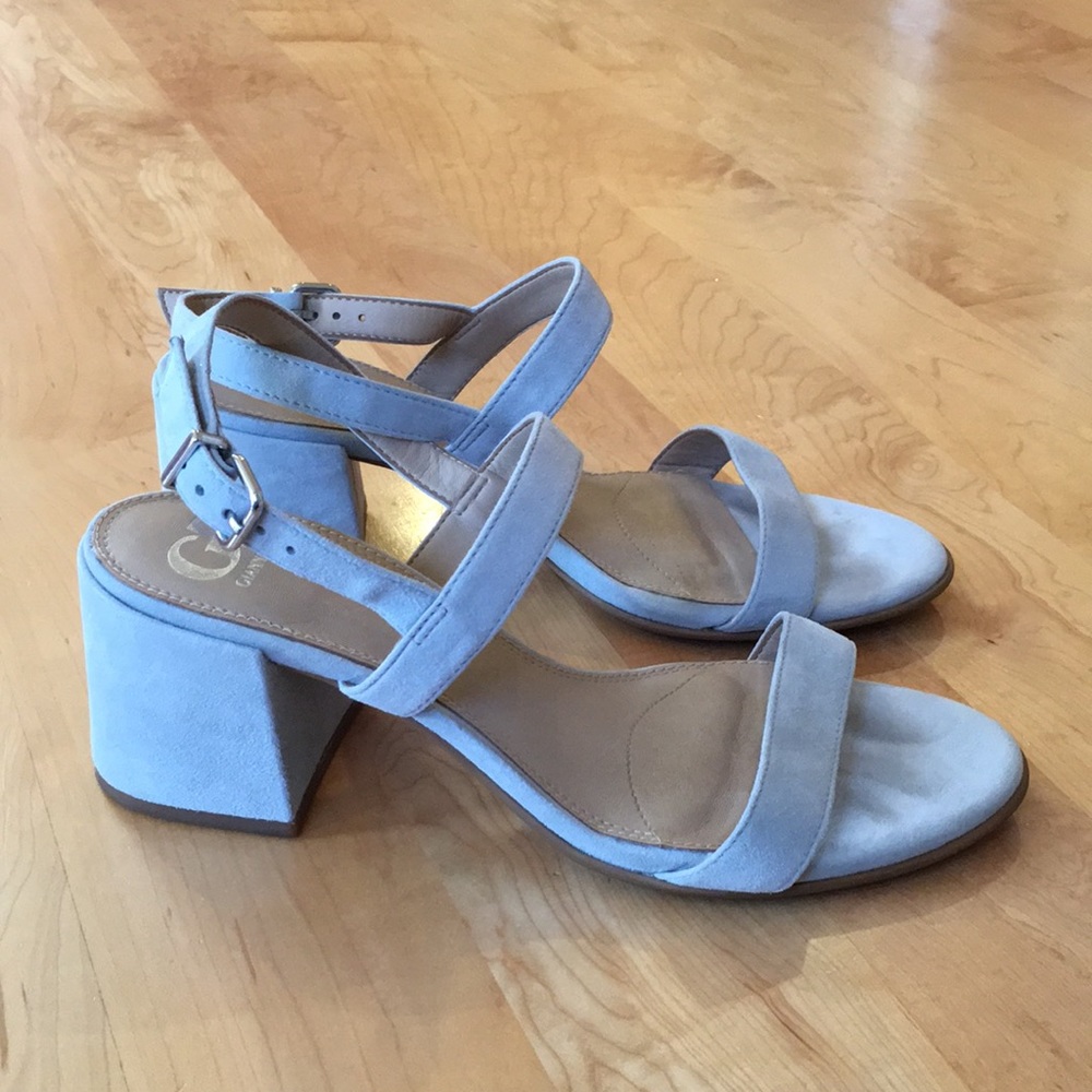 GIANNI BINI "So Sheek" Block Heel Suede Leather Sandals